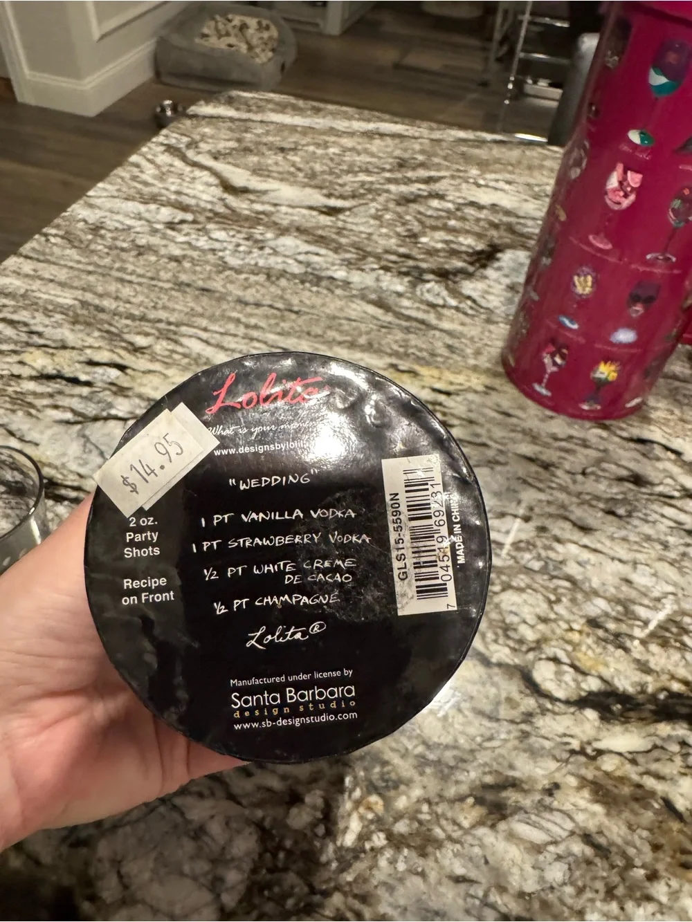 Lolita Black Tin Shot Glass Set with Multicolor Designs